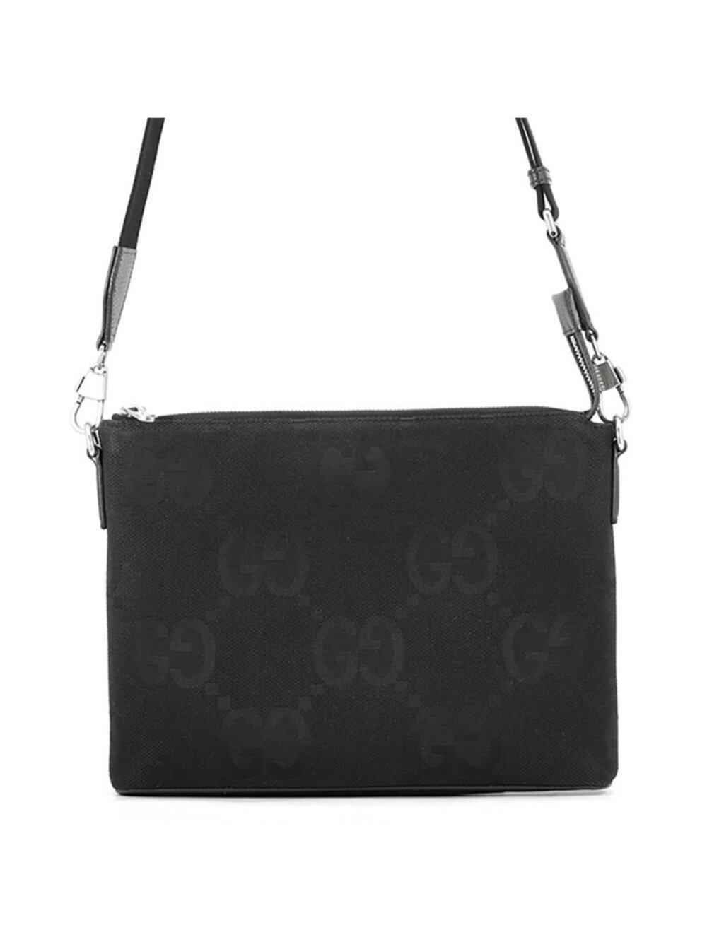 Gucci Shoulder Bag Jumbo GG Canvas Black 2-Way Clutch